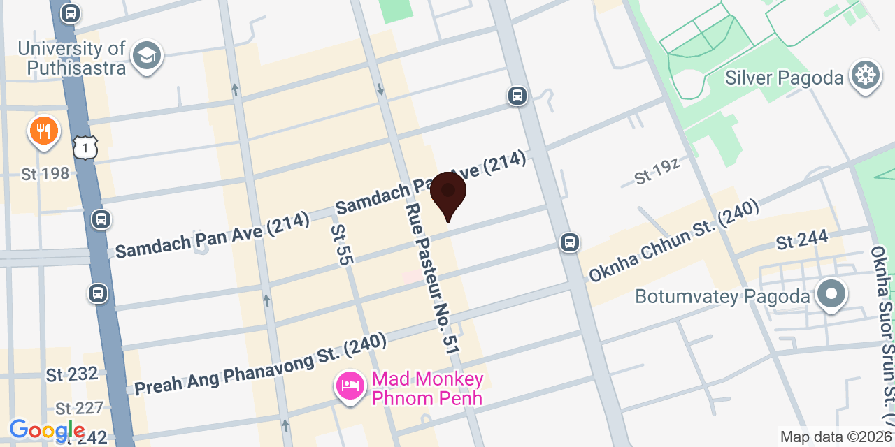 Map of Hybrid Kitchen, 17B Street 222, Phnom Penh